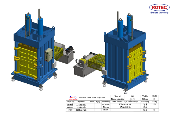 cấu tạo 3d máy ép rác thải